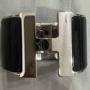 Hermes Silver/Black Extra Wide H bracelet